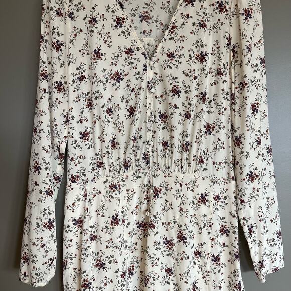 Veronica Beard Riggins Dress Whitestone Size 8 Silk Ivory Cream Floral‎ Blouson - Picture 6 of 16